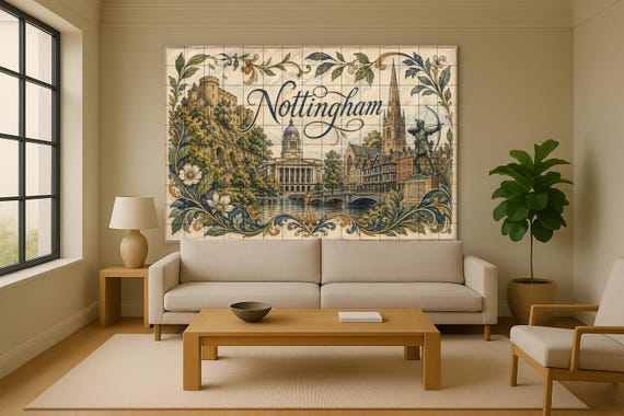 Mural de azulejos de cerámica de Nottingham, arte mural de Robin Hood, decora… — vista 2