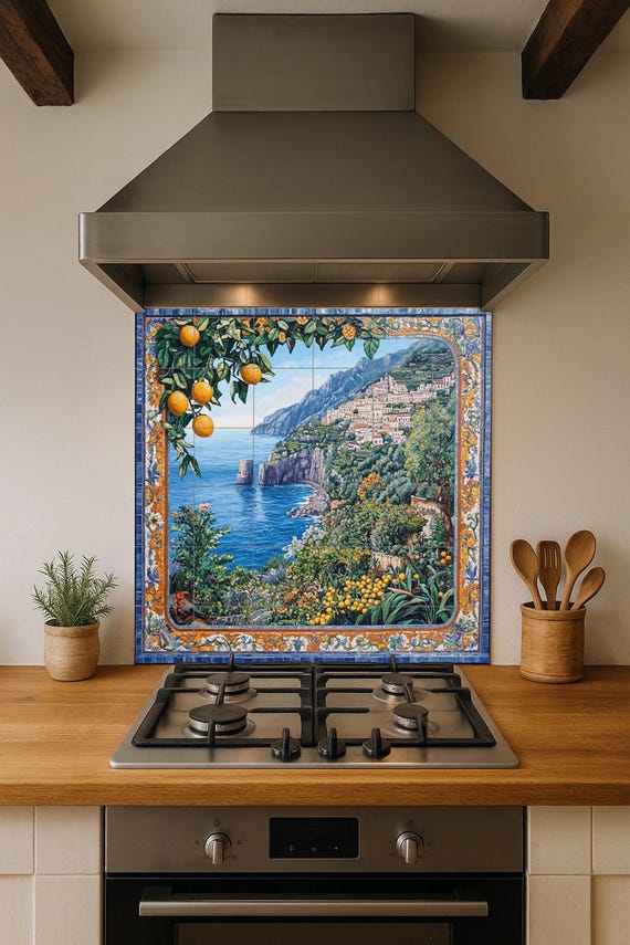 Mural de azulejos de cerámica de la costa mediterránea — vista 2
