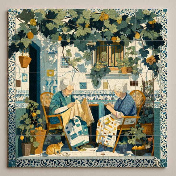 Mural de azulejos de patio siciliano — vista 3