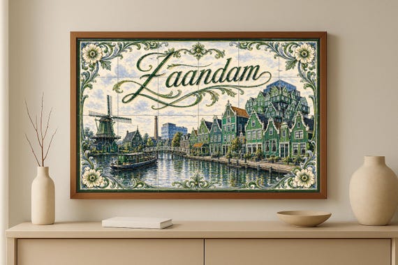 Mural de azulejos de cerámica de Zaandam, Países Bajos, decoración de pared c… — vista 3