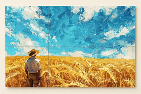 Mural de azulejos de un campo de trigo americano — vista 3