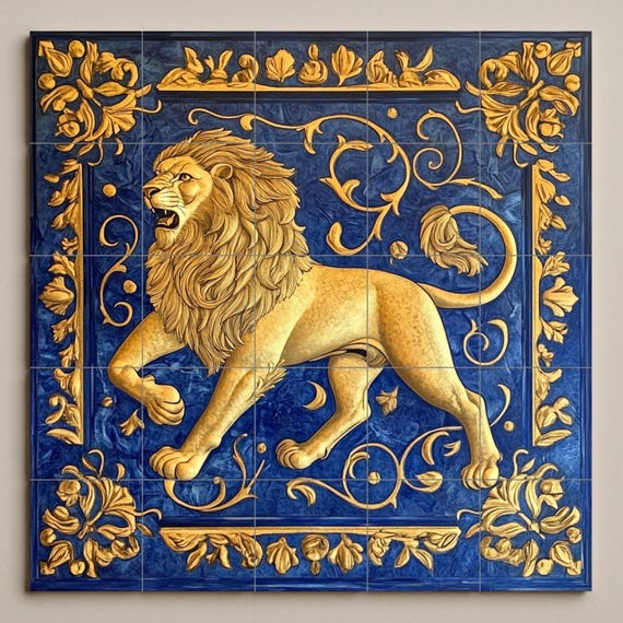 Mural cerámico León Dorado — vista 3