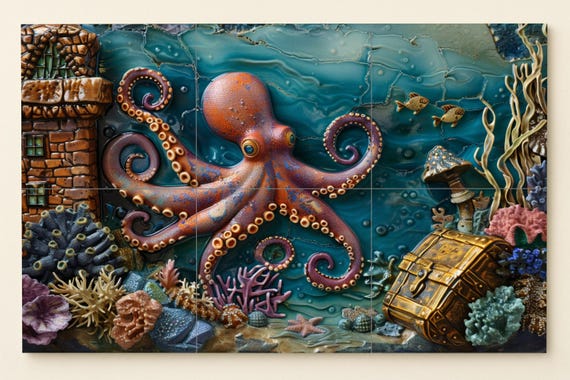 Mural submarino de pulpo — vista 3
