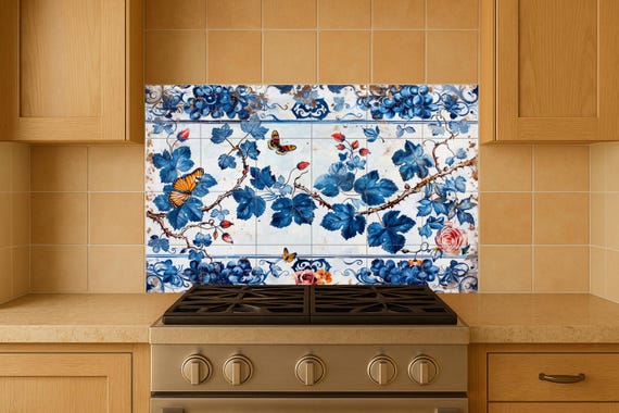 Mural de azulejos de parra azul — vista 4