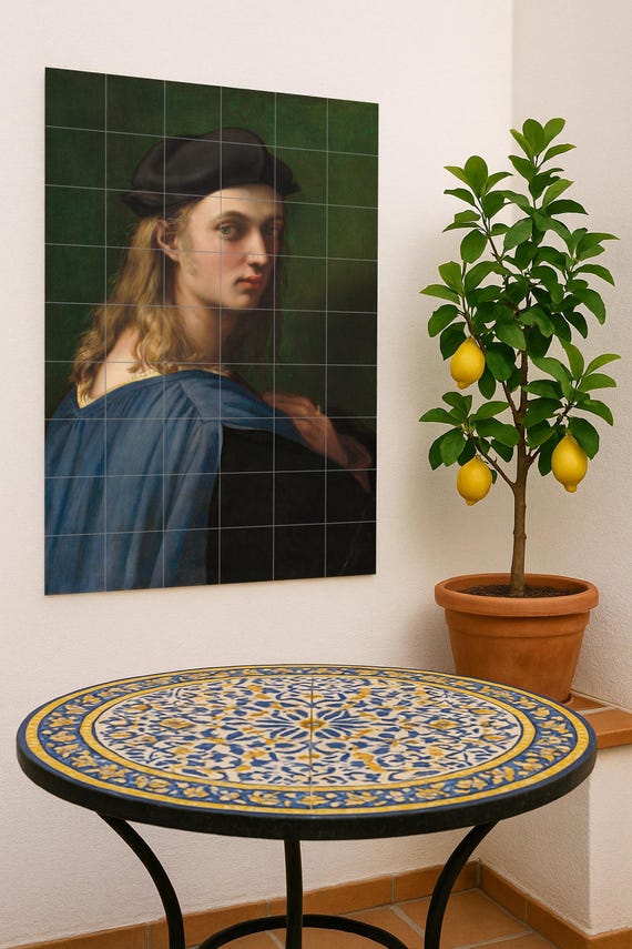 Mural de azulejos de cerámica con retrato de Bindo Altoviti
