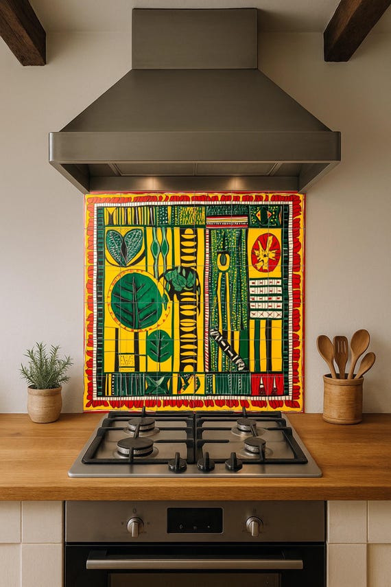 Mural cerámico de tela de cera senegalesa