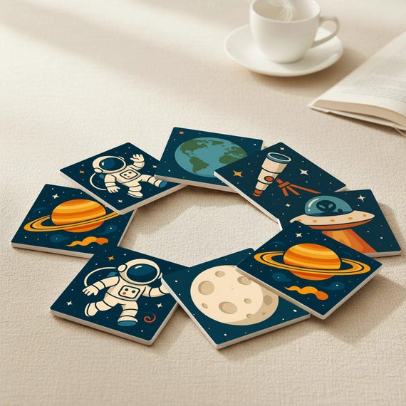 Temática espacial / Posavasos de azulejos astronómicos para decoración