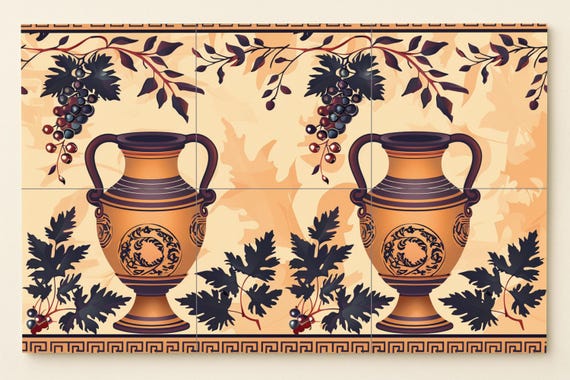 Mural de azulejos de ánfora griega — vista 2