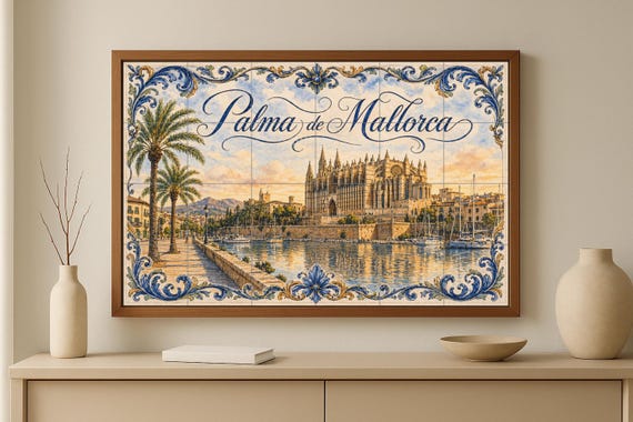 Mural de azulejos cerámicos de la Catedral de Palma de Mallorca, decoración d… — vista 3