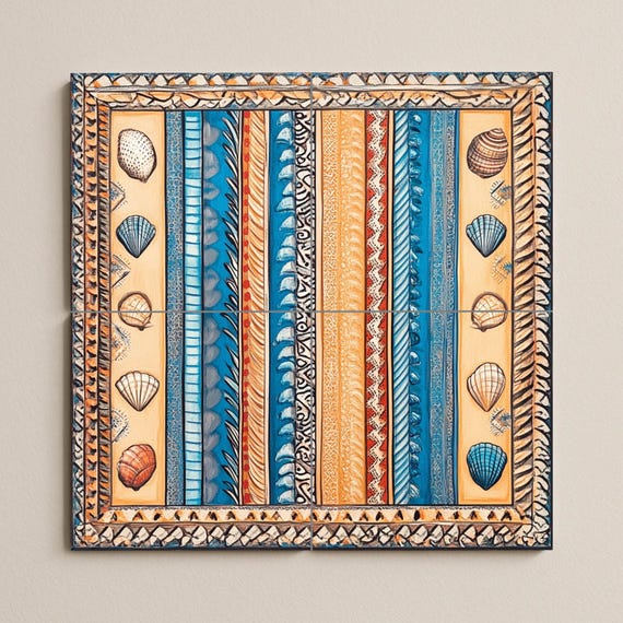 Mural cerámico de conchas de playa — vista 3