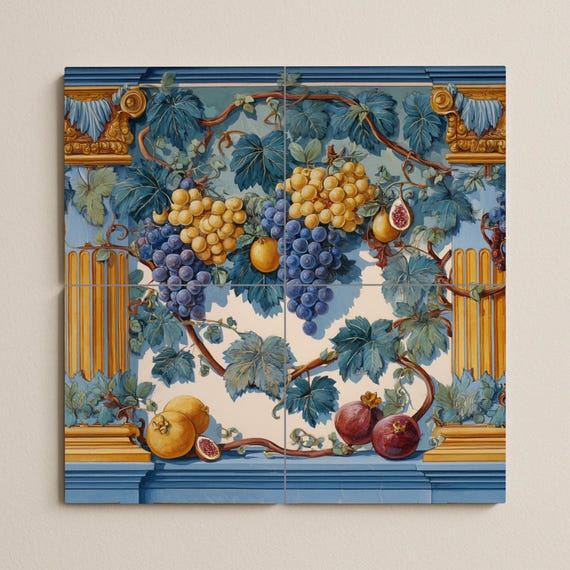 Mural de azulejos con guirnalda de frutas — vista 3
