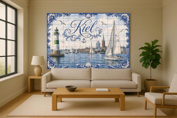 Mural de azulejos de cerámica de Kiel, arte mural del puerto del Mar Báltico,… — vista 2