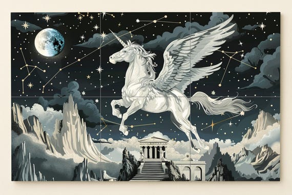 Mural de azulejos de Pegaso mítico — vista 3