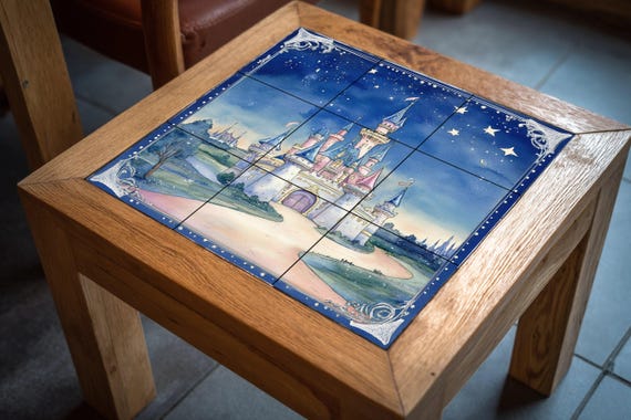 Mural de pared de cerámica de castillo de cuento de hadas con cielo estrellad… — vista 4