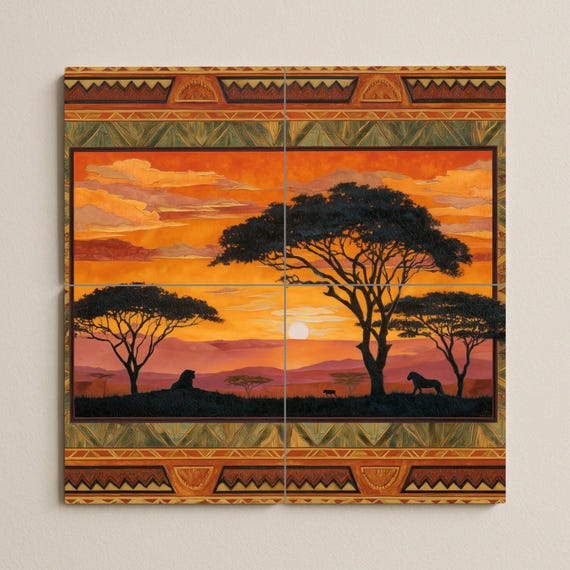Mural de azulejos "Atardecer en la Sabana" — vista 2