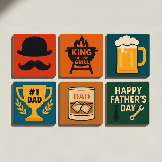 Para papá / Decoración de mesa con parrilla, cerveza e iconos — vista 3