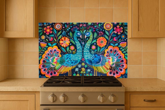 Mural de azulejos de pavo real otomí — vista 4