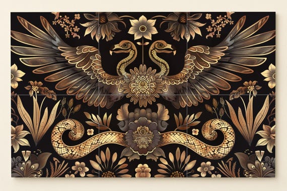 Mural de azulejos de pájaros de arte popular — vista 2