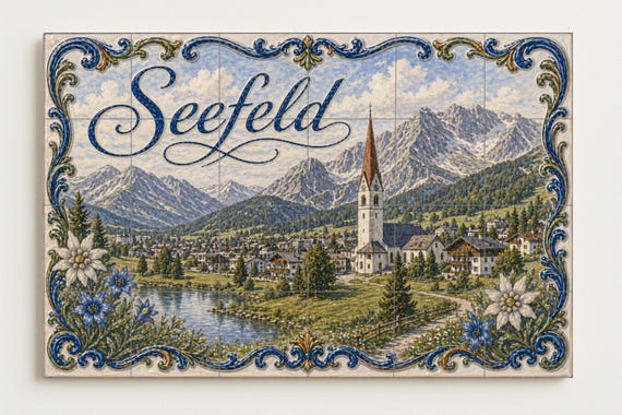 Mural de azulejos de cerámica de Seefeld, Austria — vista 4