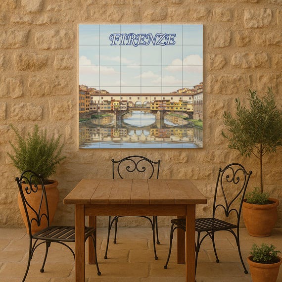 Mural de pared de cerámica del Ponte Vecchio de Florencia