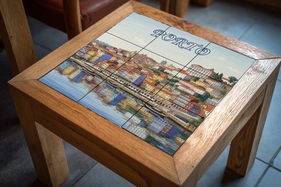 Mural de pared de cerámica con la ribera del río Oporto — vista 4