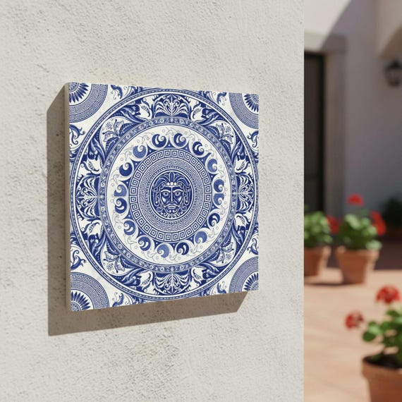 Andean sol medallón — Azulejo decorativo de Cerámicas La Noria