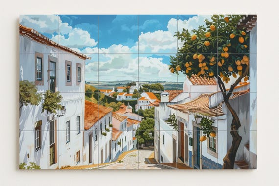 Mural de azulejos de un pueblo mediterráneo — vista 2