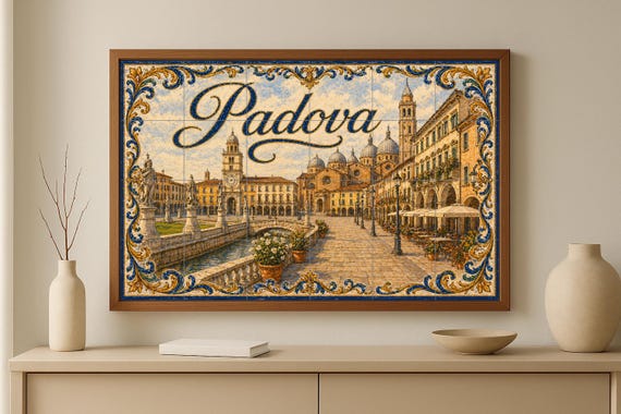 Mural de azulejos de cerámica de Padua, Italia, arte mural del Véneto, decora… — vista 3