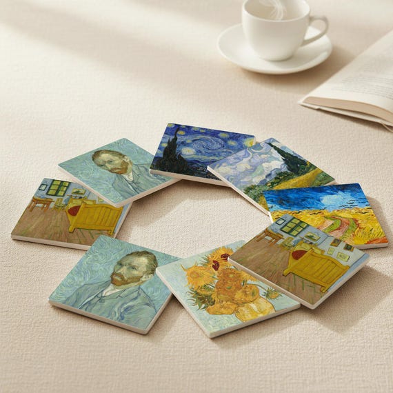 Obras maestras de Van Gogh — Posavasos de cerámica y corcho de Cerámicas La Noria