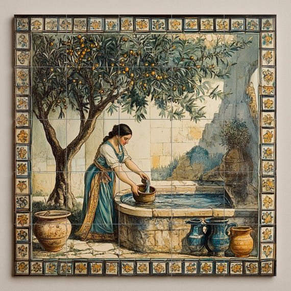 Mural cerámico de una fuente mediterránea — vista 3
