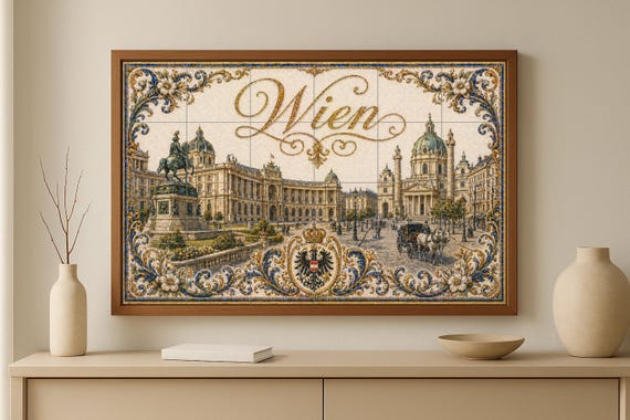 Mural de azulejos de cerámica del Palacio de Hofburg de Viena, Austria, Karls… — vista 2