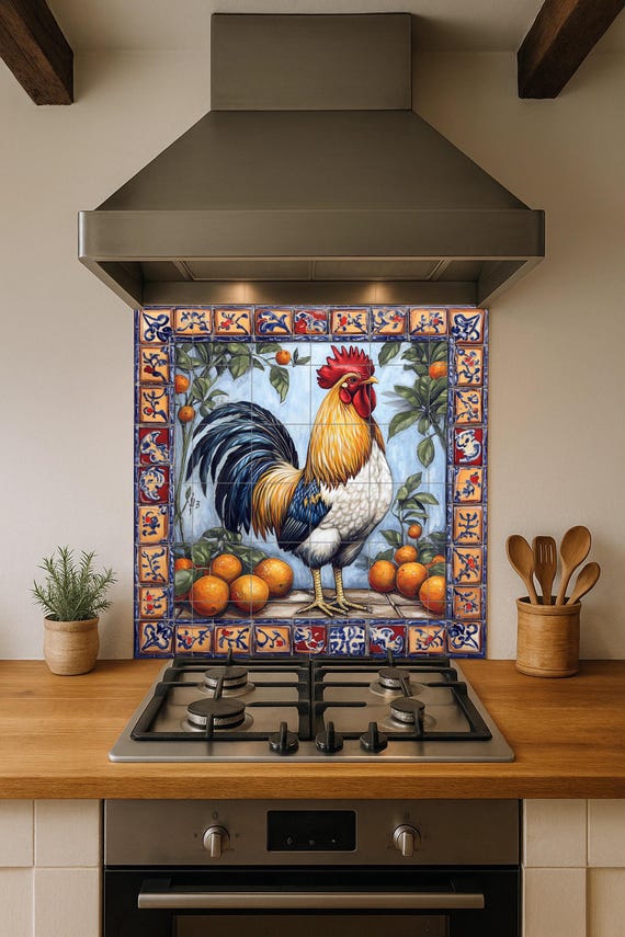 Mural cerámico de gallo mediterráneo — vista 2