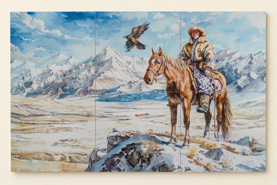 Mural de jinete nómada — vista 3