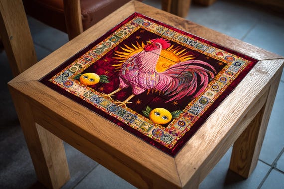 Mural de azulejos de cerámica con un gallo vibrante — vista 4