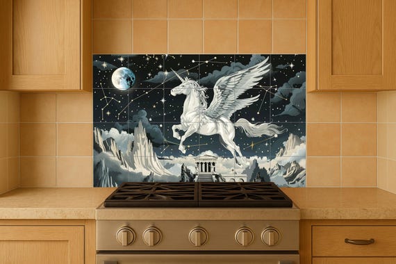 Mural de azulejos de Pegaso mítico
