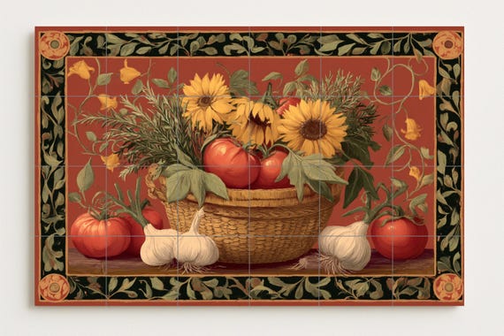 Mural de cocina con girasoles y tomates — vista 2