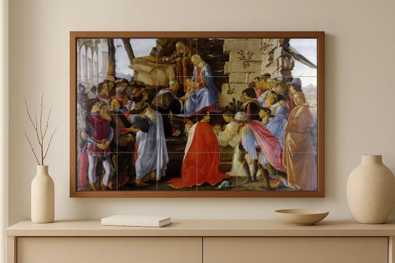 Mural de azulejos de cerámica de la Adoración de los Reyes Magos — vista 2
