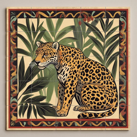 Mural cerámico de un jaguar amazónico — vista 2
