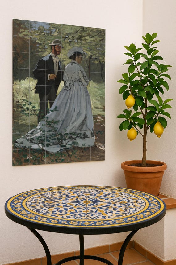 Mural de azulejos de cerámica de Bazille y Camille — vista 4