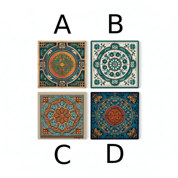 Medallón asiático / Juego de posavasos de azulejos orientales / Decora — vista 2