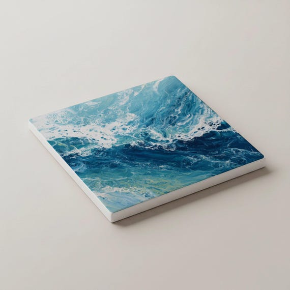 Diseño de olas del océano, con azulejos de mar azul, para decoración c — vista 3