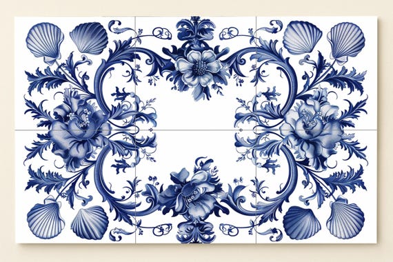 Mural floral de Delft — vista 3
