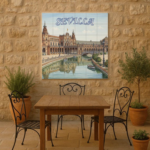 Mural de pared de cerámica de la Plaza de España de Sevilla — vista 3