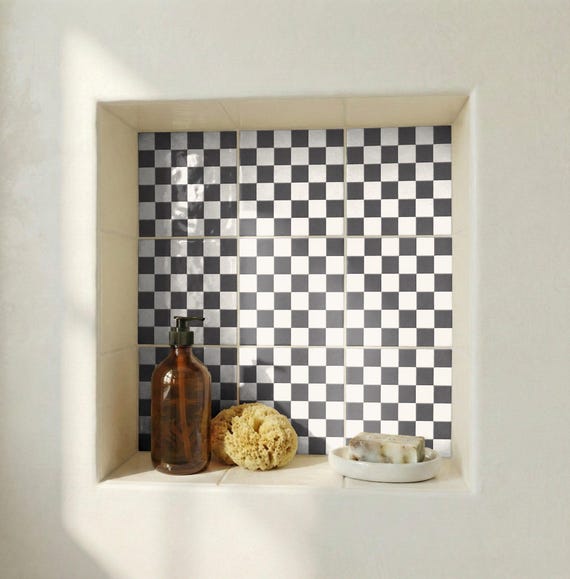 Negro y blanco damero Mural — vista 3