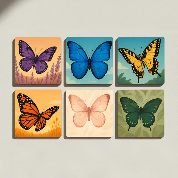 Diseño de mariposas / Posavasos de azulejos inspirados en la naturalez — vista 3
