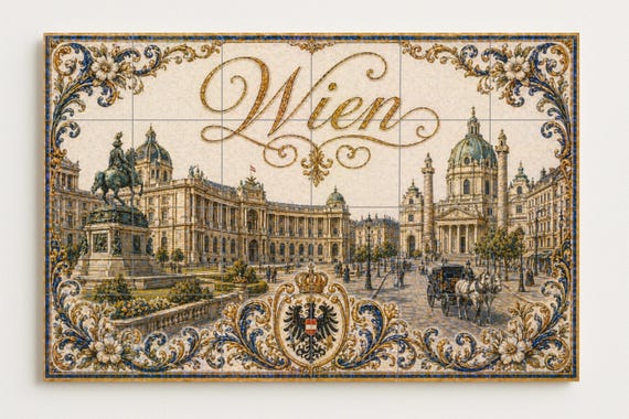 Mural de azulejos de cerámica del Palacio de Hofburg de Viena, Austria, Karls… — vista 4