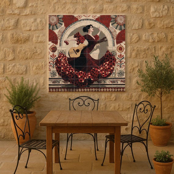 Mural de azulejos de bailarina de flamenco — vista 2