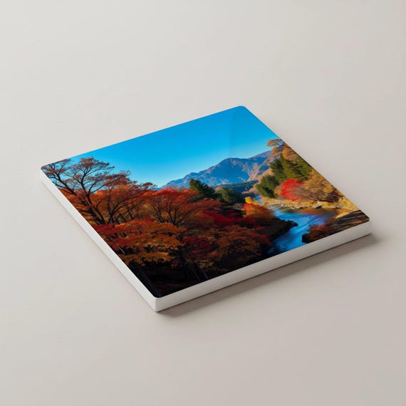 Paisaje, posavasos de azulejos de montaña y naturaleza, decoración de  — vista 3
