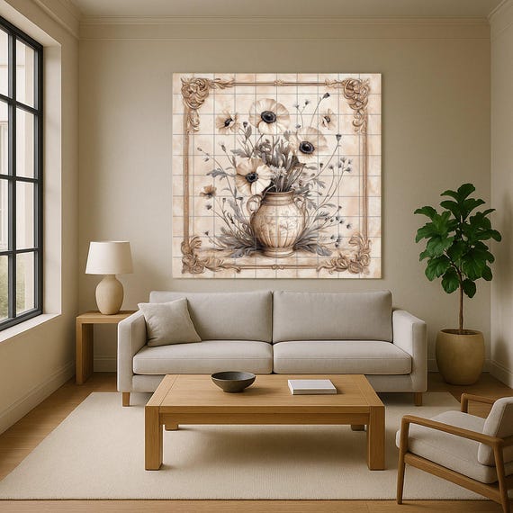 Elegante mural floral de cerámica — Mural cerámico de Cerámicas La Noria