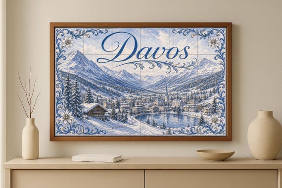 Mural de azulejos de cerámica de Davos, panel decorativo de pared con paisaje… — vista 2